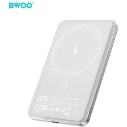 Bwoo Ultra Slim Power Bank 5000mAh mit magnetischem Laden P79 hellgrau (5000 mAh, 20 W), Powerbank, Gold, Grau