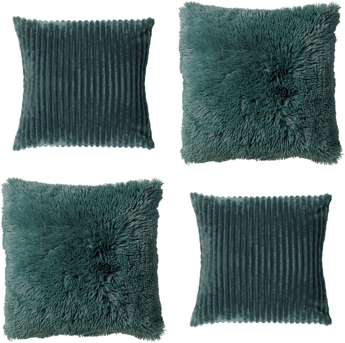 Dutch Decor Kussenset Cosy Layers - 4-delig - Groen - Inclusief binnenkussens - B/D/H: 60 x 60 cm en 45 x 45 cm