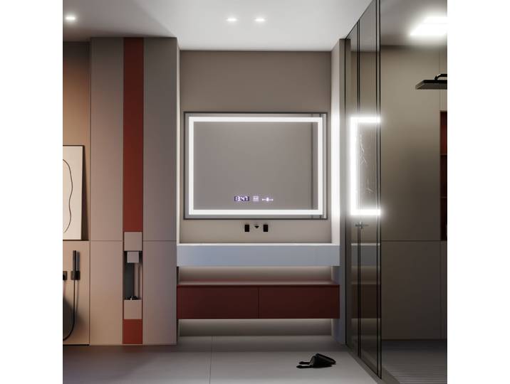 Miroir Led Rectangulaire 80x60 Desembuage Thermometre Gradable