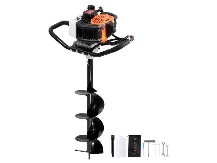 Tarière VEVOR avec moteur à essence\, 52 CC\, 1450 W\, tarière à essence avec couronnes de forage 8 pouces et 1 tige de rallonge\, tarière orange+noir