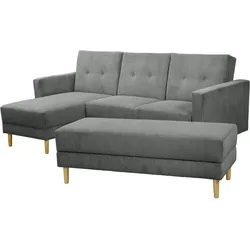 FUNKTIONSSOFA mit Hocker Kattie Cordstoff anthrazit