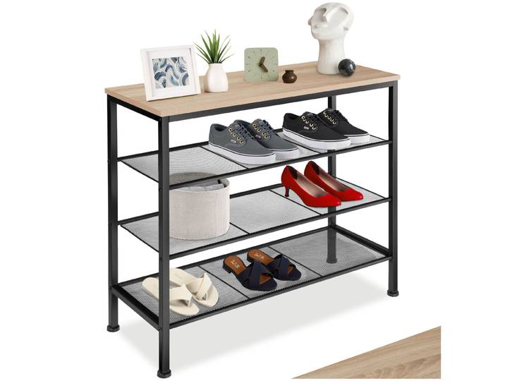 Étagère à chaussures NEWPORT 80,5x30,5x72,5cm - Bois clair industriel, Chêne Sonoma