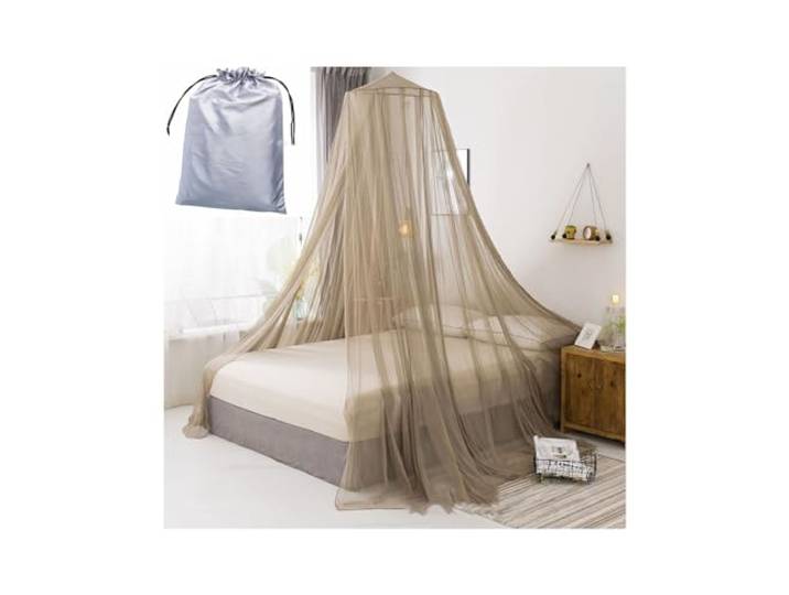 KPVVPEOX abschirmgewebe Strahlenabschirmender Betthimmel, Kreis, EMF-Schutzblock, 5G, Strahlenschutz, Schlaf, Queen-Size-Größe (Color : Brown, Size : Large)