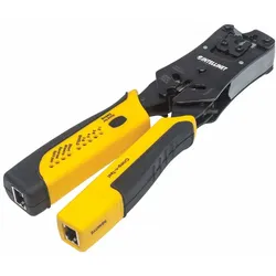 Intellinet Universal Crimpwerkzeug und Kabeltester, 2-in-1-Werkzeug zum Schneiden, Abisolieren, Crimpen und Testen