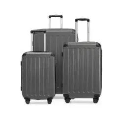 Alex - 3er Koffer-Set Hartschale Graphit glänzend, TSA, (55cm, 65cm & 75cm), 235 Liter