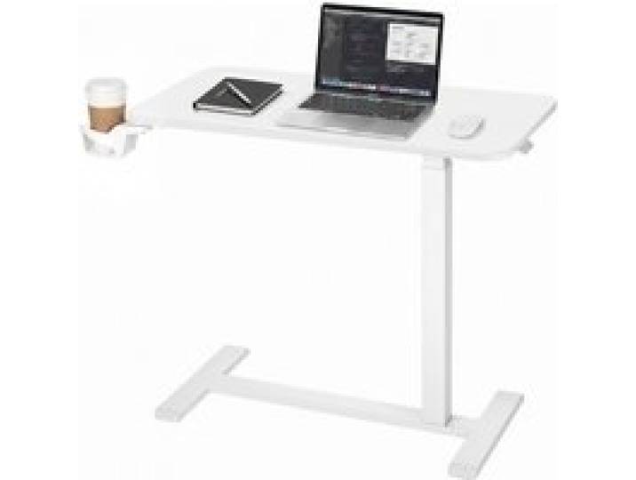 VEVOR Beistelltisch mit Rolle 800x400 mm Sofatisch Nachttisch Stehpult Weiß, fürs Homeoffice & Büro, Höhenverstellbar von 680 bis 1080 mm, Pflegetisch mit Getränkehalter & Hydraulischem Steuerungssystem