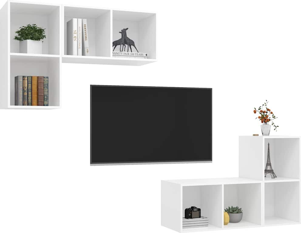 vidaXL Meubles TV muraux 4 pcs Blanc Bois d'ingénierie