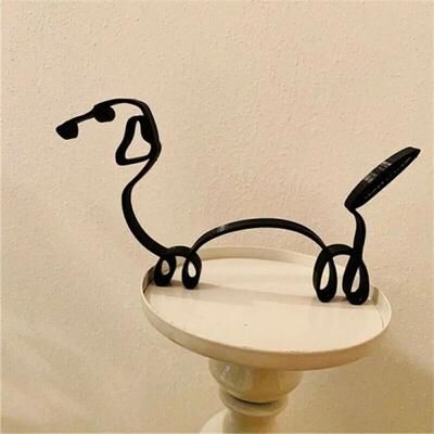 Inspired Finds Modern Wrought Iron Dog Sculpture Minimalist Abstract Animal Figurine dachshund