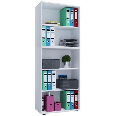 Bücherregal VCM "Holz Büro Regal Bücher Ordner Aktenregal Lona 5f", weiß, B:70cm T:37cm, Regale, Bücherregal
