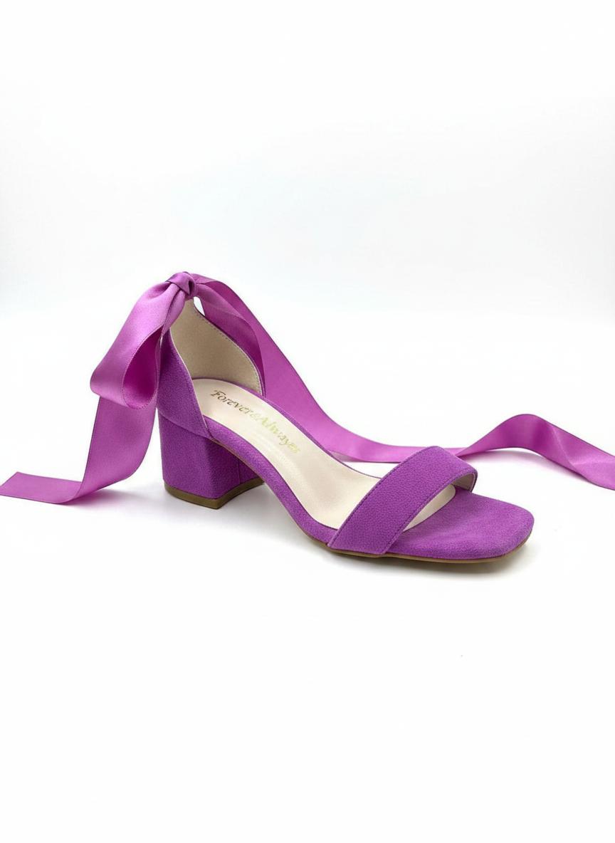 Forever & Always Schleifen-Sandalette mit Blockabsatz - Fuchsia