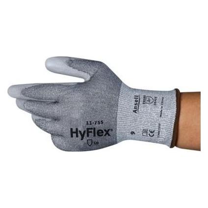Ansell HyFlex 11-755 Grey Polyurethane Cut Resistant Gloves, Size 10, Polyurethane Coating (10) (11755100)
