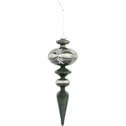 Chic Antique Ornament aus Glas mit Glitzer, H16/Ø 6 cm, verte