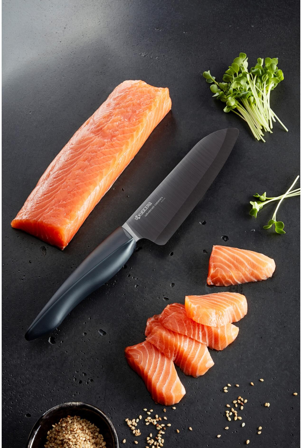 Santokumesser KYOCERA "Shin Schwarz", schwarz, Keramik, Kochmesser, Santokumesser schwarz Einheitsgröße