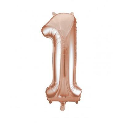XL Folienballon Zahl 1 Roségold