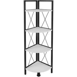 VCM Bücherregal Insasi 4, 919829, schwarz / weiß, Eckregal aus Metall / Holz, 4 Ebenen, 34 x 123 x 34cm