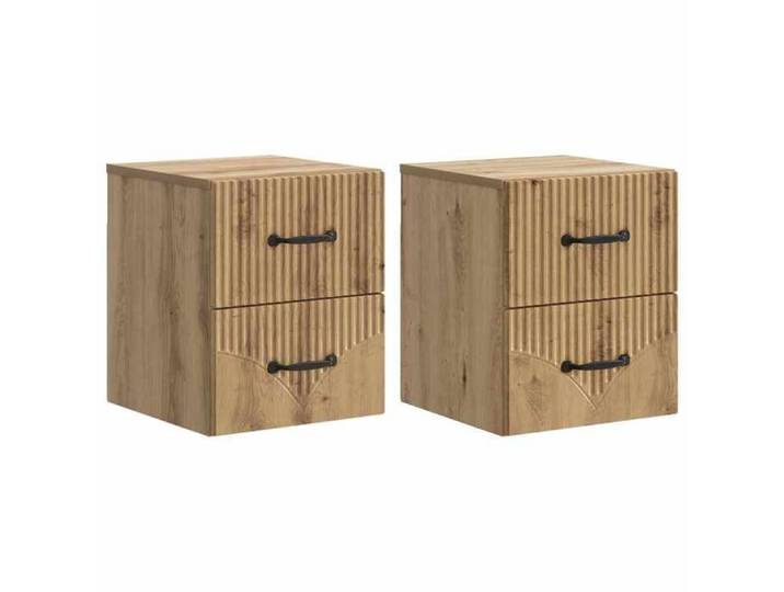 Elégance - Chic Petite Console de Lit - Cabinet de chevet mural - Lot de 2 - Chêne artisanal - 34 5x33x40cm_0979353