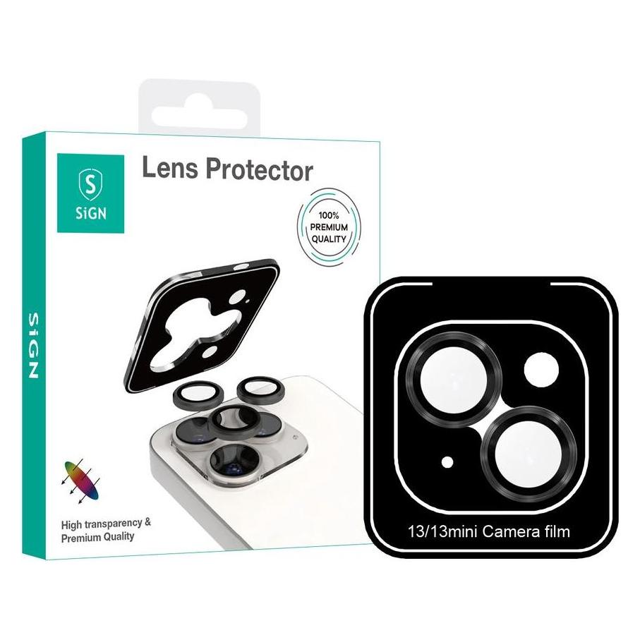 SIGN Lens protector in tempered glass for iPhone 13/13 Mini - Black/transparent (Apple iPhone 13, Apple iPhone 13 mini) (SN-LSIP13-EE)