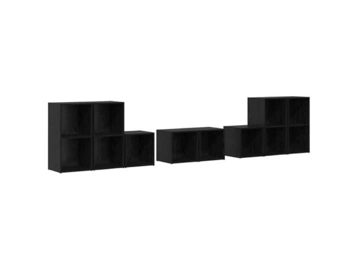 RJPLMFV TV-Bank, 8-teilig, Holz, Eiche, Schwarz Wandhalterung, modernes Design, Bücheraufbewahrung, 2 Größen erhältlich