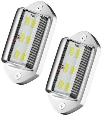 Uplift Treasures 2PCS 6 LED Waterproof License Plate Light For Cars 2 Pcs Silver