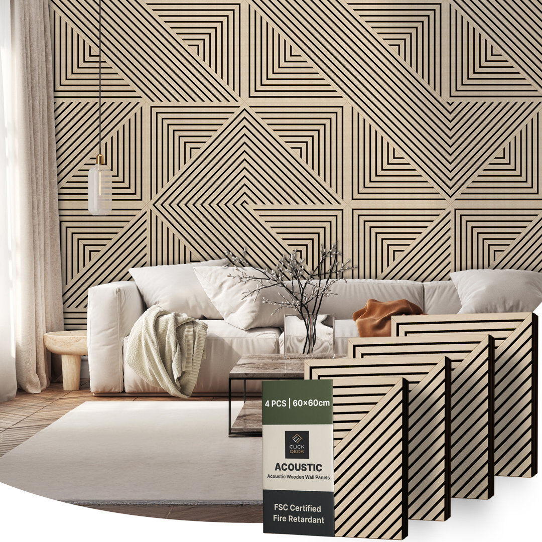 17 Stories Mehreen 60 cm x 60 cm 3D Wall Panel (4-pack) Natural Oak Mosaic