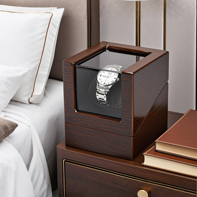 ModernMart Luxury Automatic Watch Winder Box Wooden Single Watch Case With Mabuchi Motor a