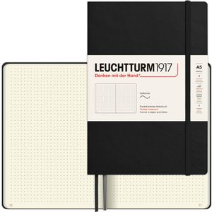 Leuchtturm1917 Notizbuch Medium, 324804, Karton Softcover, schwarz, 62 Blatt / 123 Seiten, 80 g/m², dotted, A5