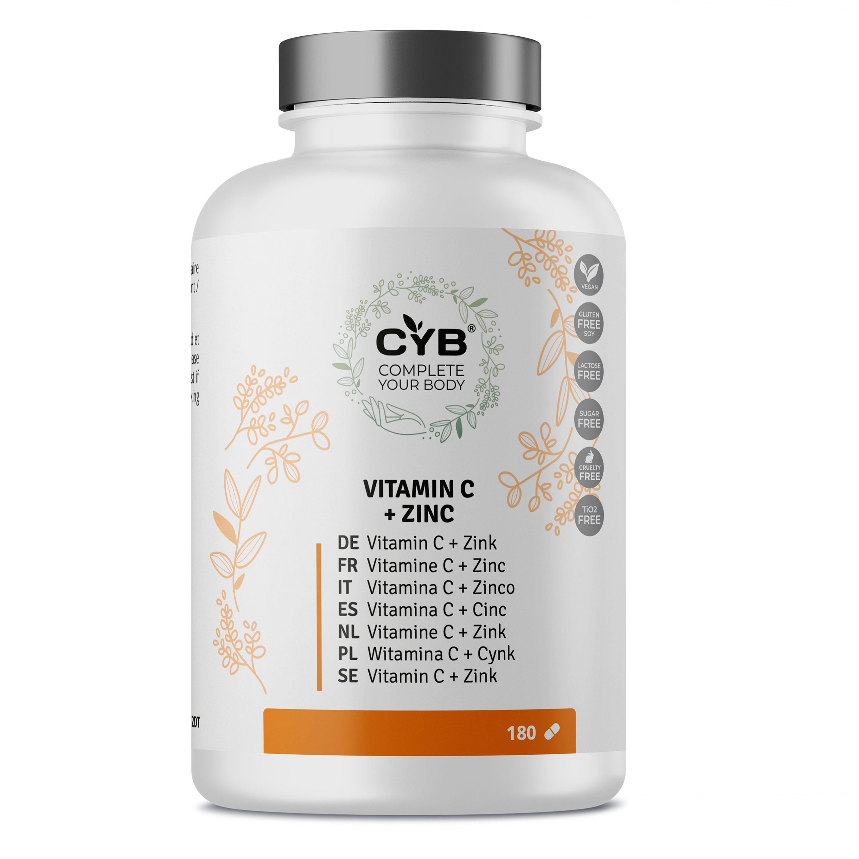 CYB Vitamin C und Zink hochdosiert vegan Tabletten 180 St