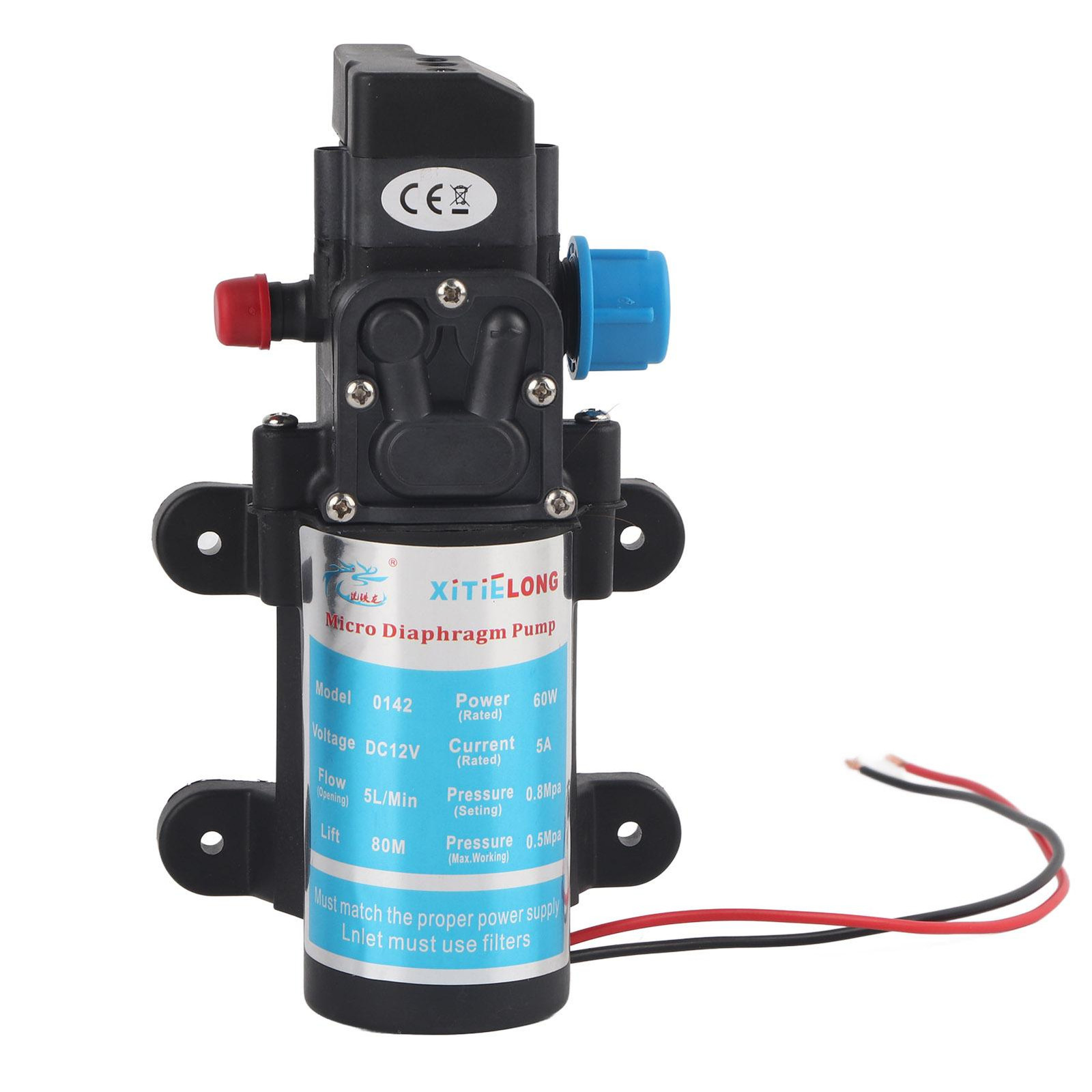Cocosity 12V 60W micro-elektrische membraanpomp met automatische zelfaanzuigfunctie en drukbeveiliging