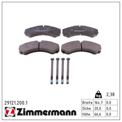 ZIMMERMANN Bremsbelagsatz, Scheibenbremse 29121.200.1 für Iveco RENAULT TRUCKS
