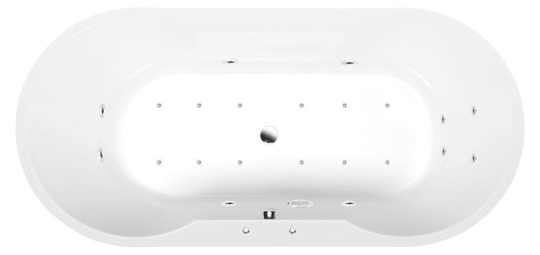 Polysan IO Whirlpool-Badewanne, 180x85x49cm, Active Hydro-Air, Chrom