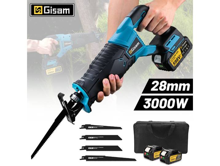Scie sauteuse électrique sans fil Gisam 3000W 10000SPM, outil portatif pour couper le bois et le métal, compatible avec la batterie Makita 18V.