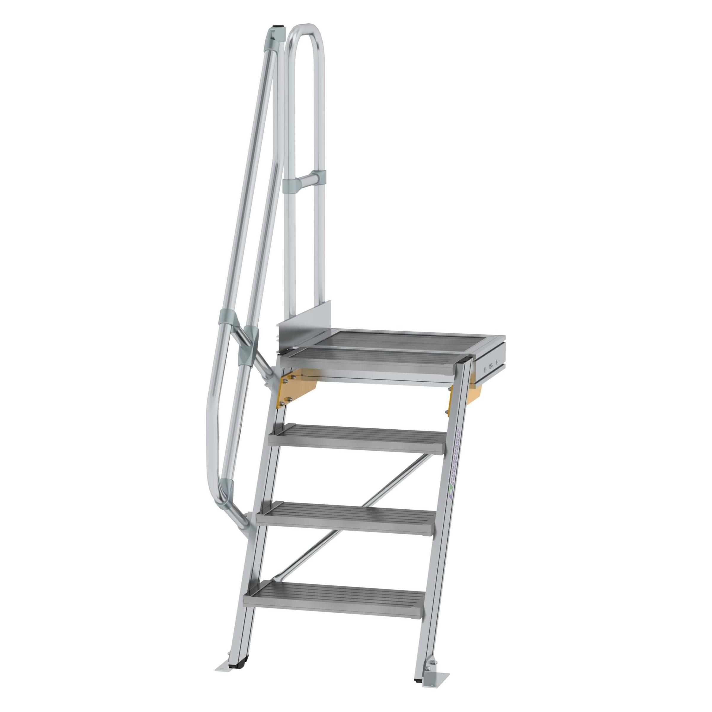 Munk Treppe mit Plattform 60° Stufenbreite 600 mm 4 Stufen Aluminium geriffelt (Gerüst, 60 cm) (600364)
