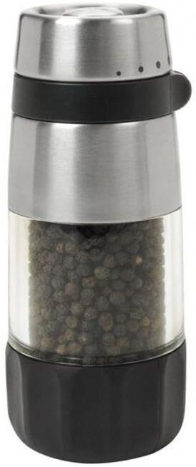 Pfeffermühle OXO GOOD GRIPS "Grips 14 cm", silber (schwarz, silberfarben, transparent), H:14cm Ø:5,59cm, Küchenmühlen, Pfeffermühle schwarz, silberfarben, transparent Einheitsgröße