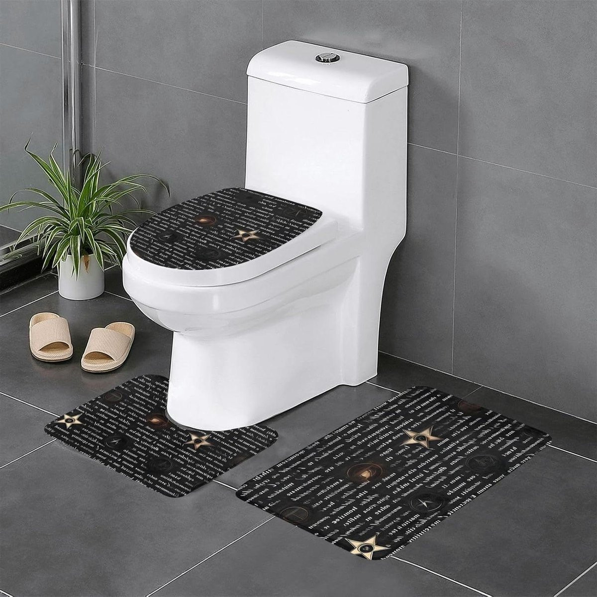 Set van 3 absorberende antislip badkamertapijten - Wit