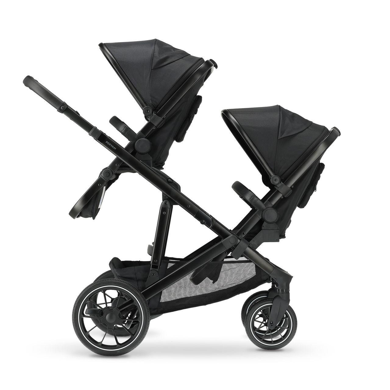 Deryan Evy V2 Duo Kinderwagen - Uitbreidbaar met extra zitje - Zwart