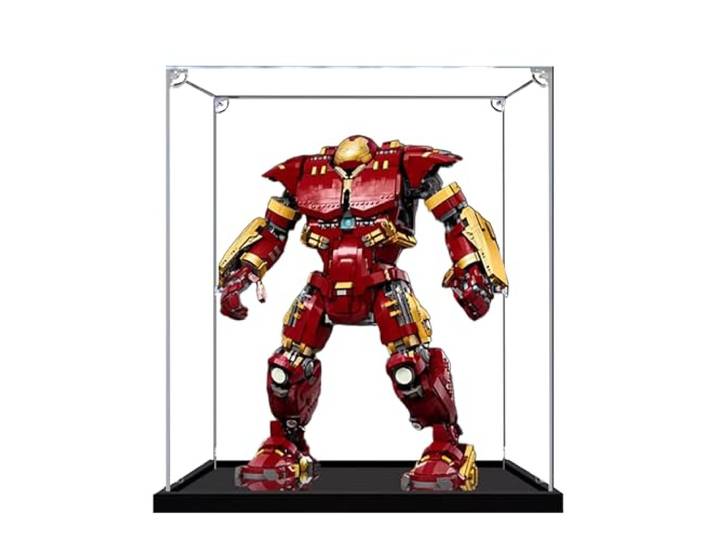 Acryl-Vitrine für Lego 76210 Hulkbuster Armor Modell, 3 mm staubdichte Schaukasten, Vitrine kompatibel mit Lego 76210 (Modell nicht im Lieferumfang enthalten) (transparent, 2 mm)