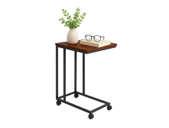 Relaxdays Beistelltisch mit Rollen C-Form