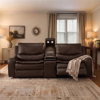 UR Livingroom 94.5'' W Faux Leather Dual-Power Oversized Width Seat Loveseat with Wireless Charging, Reading Light