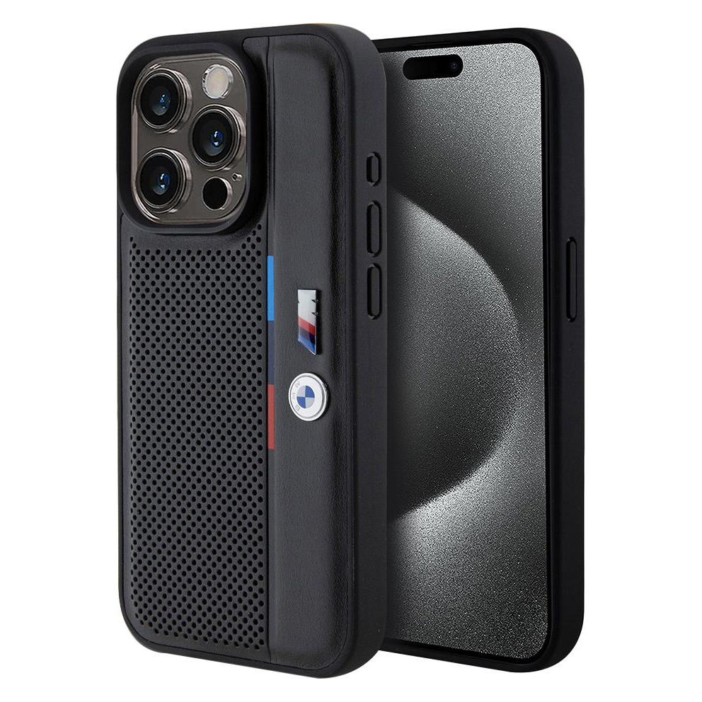 BMW BMHCP15L23PUPVK iPhone 15 Pro 6.1" czarny/black hardcase Perforated Tricolor Line (Apple iPhone 15 Pro) (1545061068)