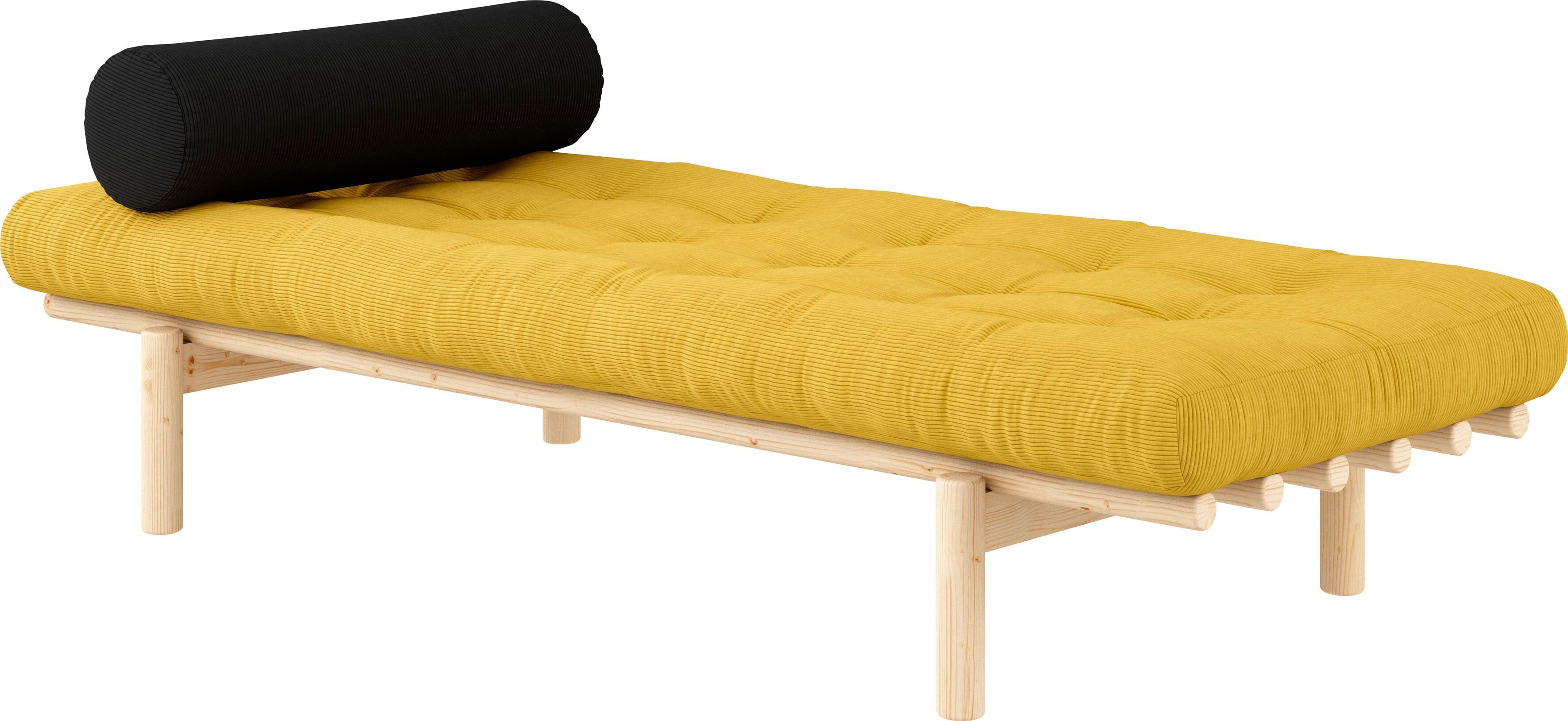 Daybed KARUP DESIGN "Next", beige (schatz, klarlackiert kieferholz), B:75cm H:37cm L:200cm, Daybetten, Daybed, aus massiven Kiefernholz, inkl. Futonmatratze und Kissen schatz, klarlackiert kieferholz Gestell: Natur, Liegefläche B/L: 75cm x 200cm Betthöhe:
