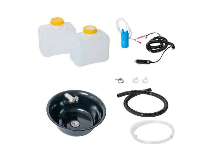 ad-ideen Waschbecken 12V Campingspüle Küchenblock 32cm Schwarz Integriert Ford VW