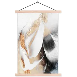 POSTER MIT MAGNETLEISTEN Luxus - Abstrakt - Gold - Weiß Deko Wohnzimmer 40x60 cm