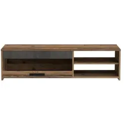 Paco, TV Möbel, TV-Gerät 1 Schublade 2 Nischen - Altes Holz und dunkelgrauer Betondekor