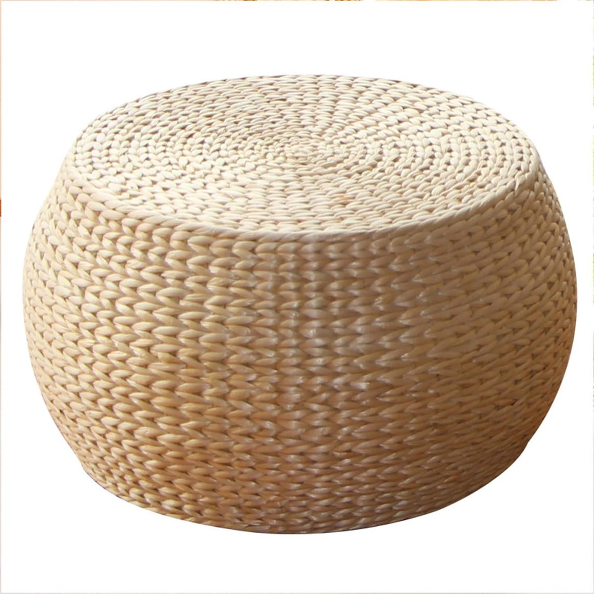 Handgemaakte Natuurlijke Rotan Poef - Gevlochten Ottomaan - 30 x 42 cm