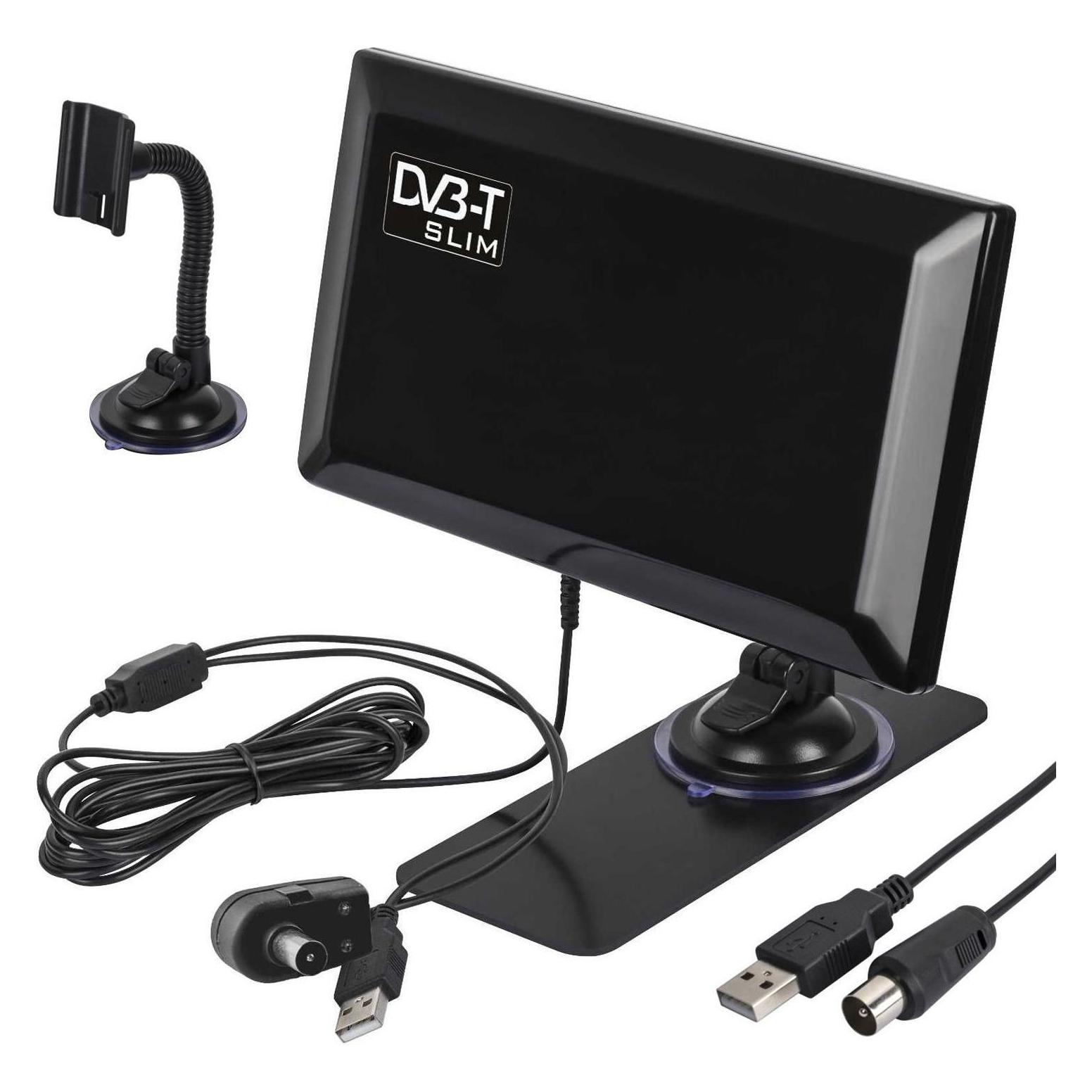 Maclean Active indoor antenna DVB-T DVB-T2 amplifier Antenna with Suction (Zimmerantenne, 44 dB, DVB-T / -T2) (MCTV-948)