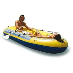 Happy People 77012 Sportboot 230er, gelb, ca. 230 x 135 cm mit Paddel und Blasebalg