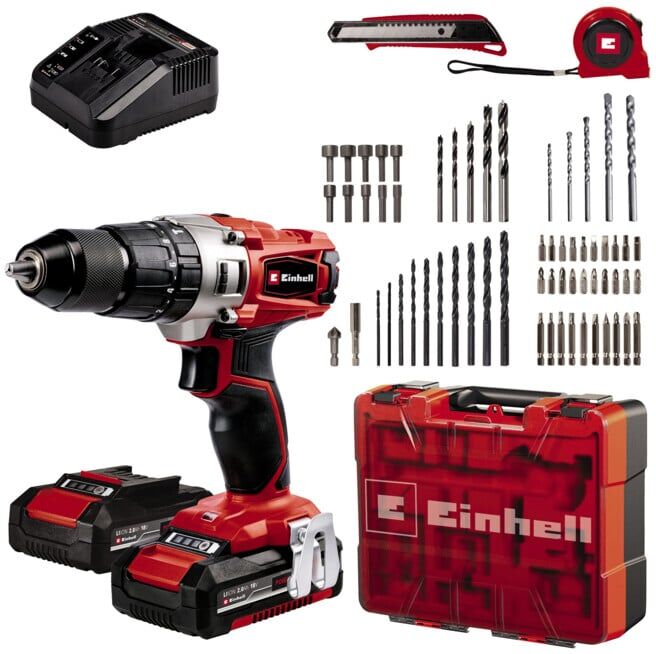 Perceuse-visseuse à percussion sans fil Einhell TE-CD 18/2 Li-i +64 (2x2,0 Ah) (4514221)