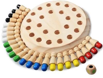 Inspire Curations Wooden Memory Match Stick Chess Montessori Color Matching Dice Game set 1