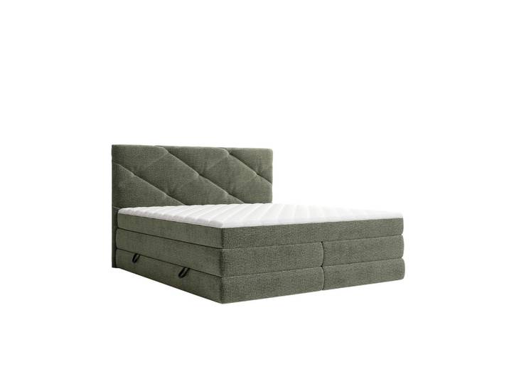 Carryhome Boxspringbett, Dunkelgrün, Kunststoff, H3 + H4, Höhe ca. 19 cm, 140x200 cm, Wendematratze mit unterschiedlichen Härtegraden, Schlafzimmer, Betten, Boxspringbetten