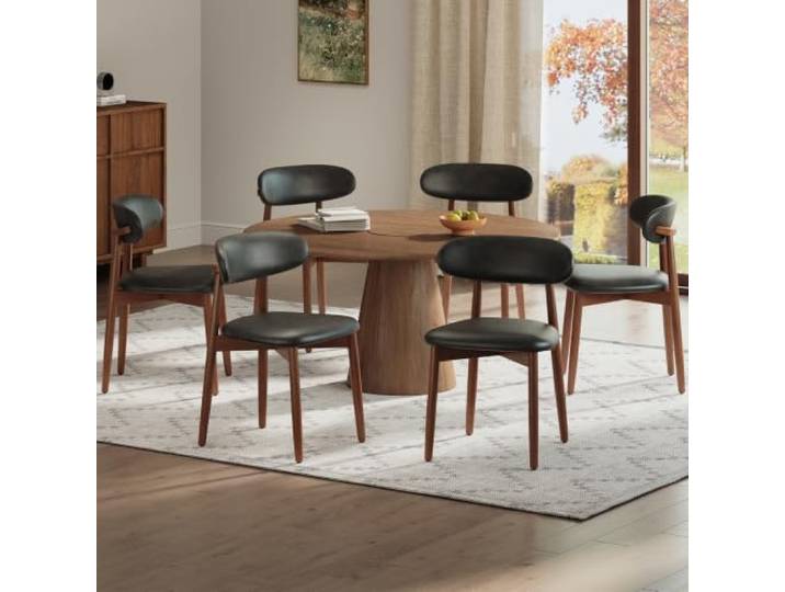 COLAMY Esszimmerstuhle 6er Set, Stühle Esszimmer, Küchenstühle Hochdichter Schaumstoff, Atmungsaktives PU-Leder, Gepolsterte Sitzfläche, Sitzstuhl für Küche Wohnzimmer Haushalt & Café, Schwarz